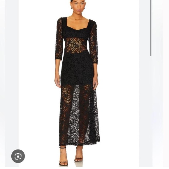 FREE PEOPLE BLACK LACE DRESS - Picture 1 of 2